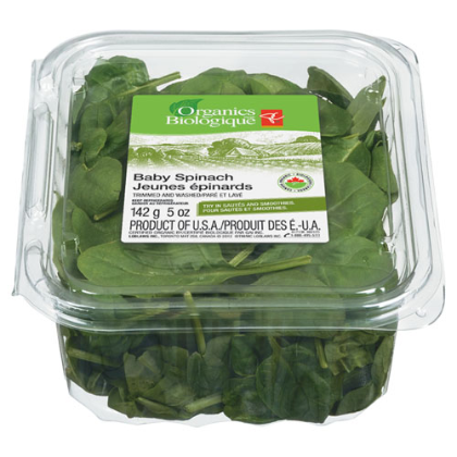 Large box of organic baby spinach