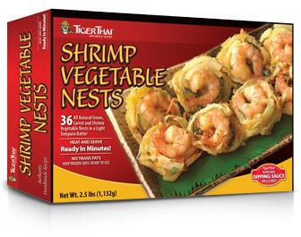 Shrimp and vegetables nests