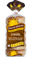 Country Harvest Bagels Whole Wheat Sesame